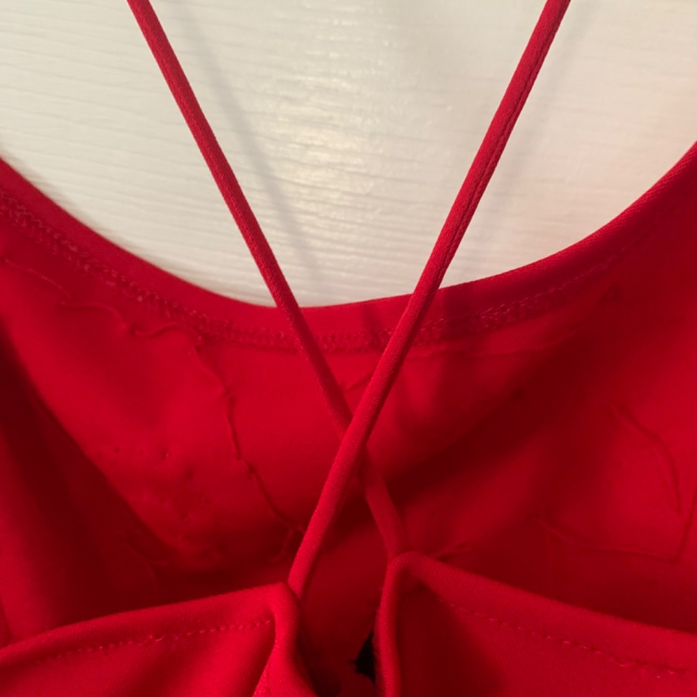 Red sequence pattern long evening dress - Picture 5 of 8